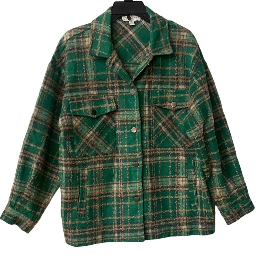 She + Sky Plaid Shacket